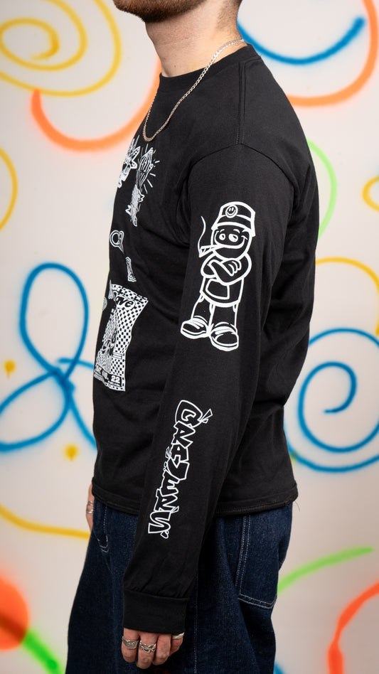 Qravers T-shirt met lange mouwen, zwart