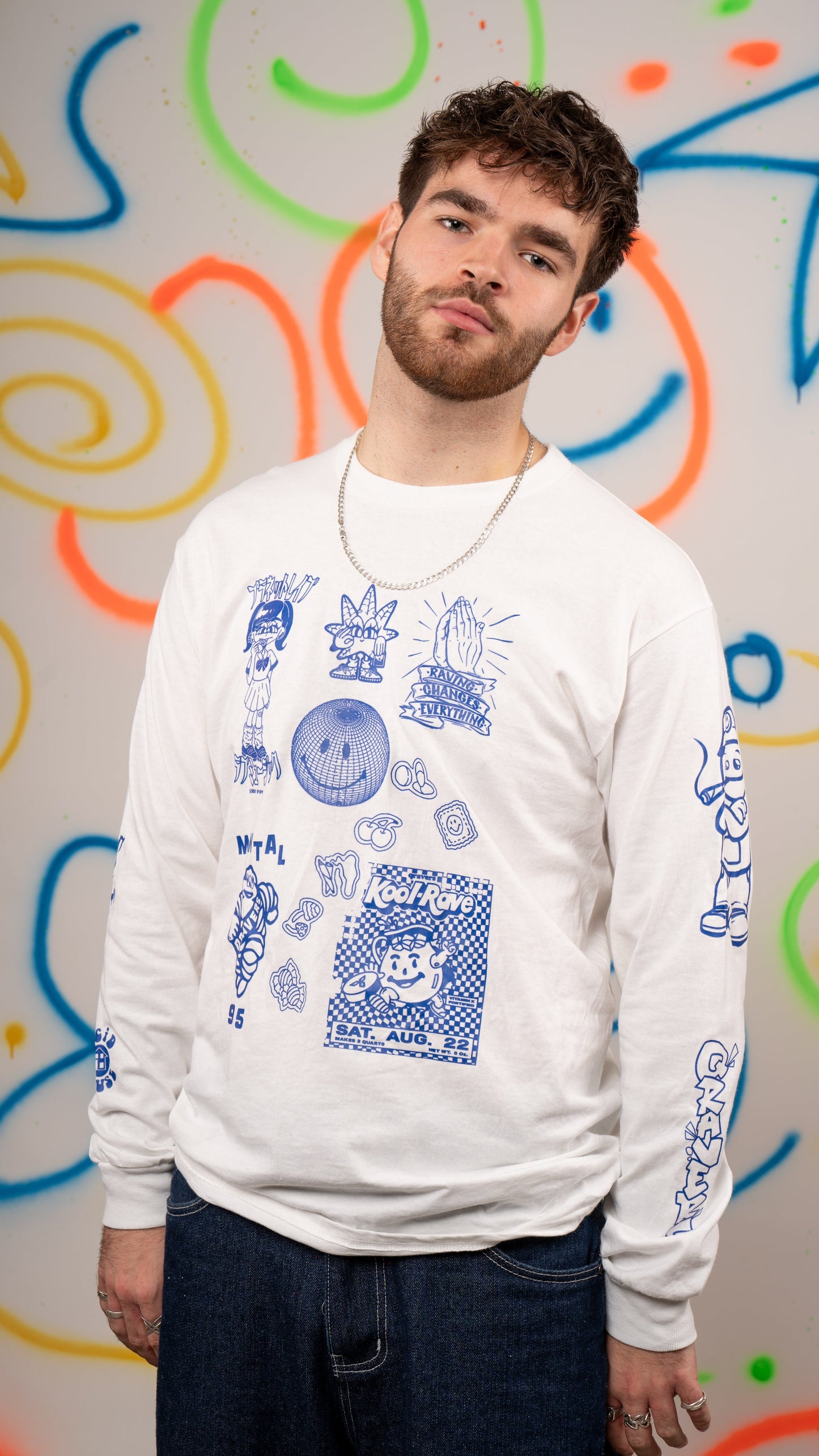 Qravers T-shirt met lange mouwen, wit