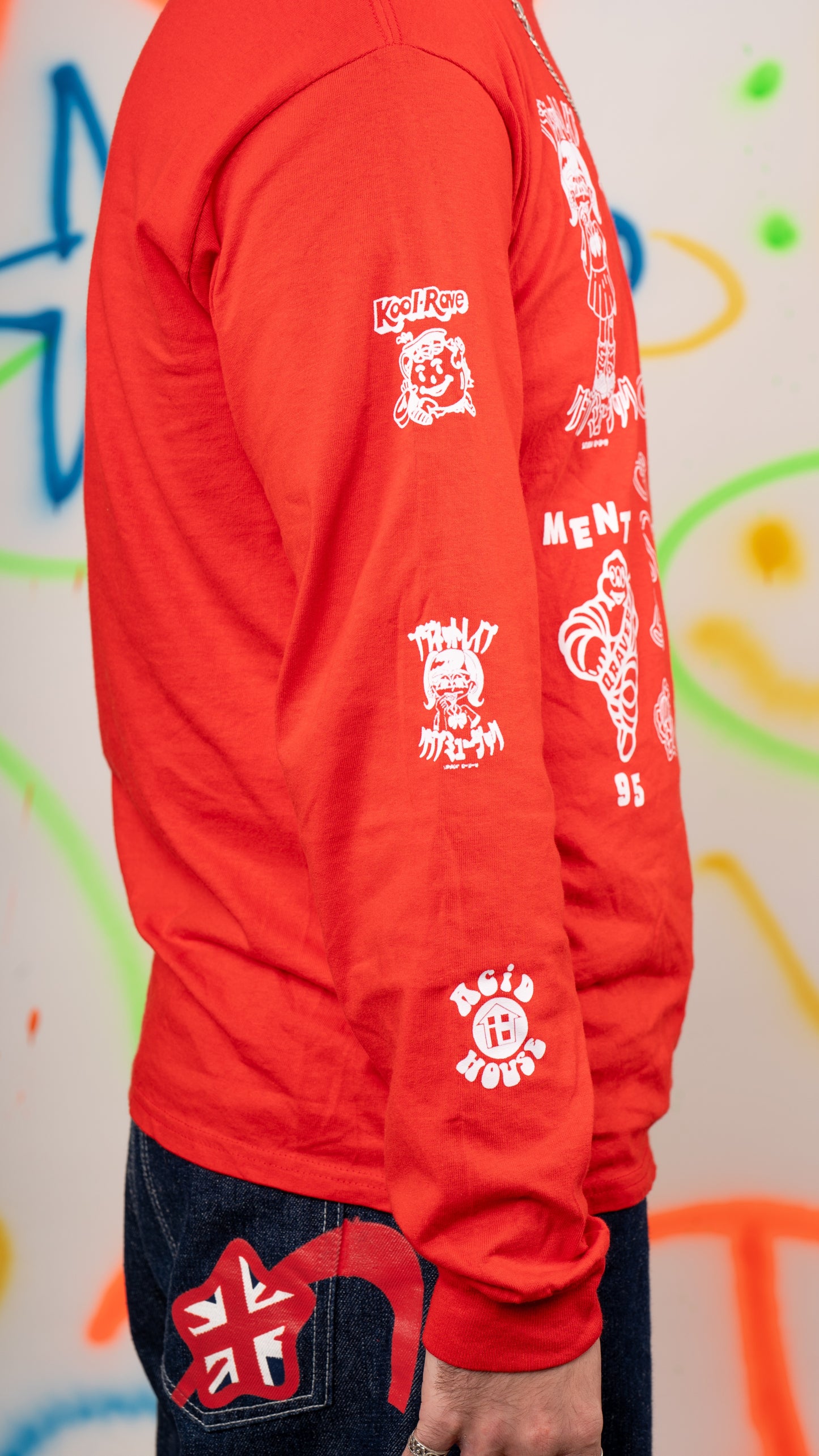 Qravers T-shirt met lange mouwen, rood