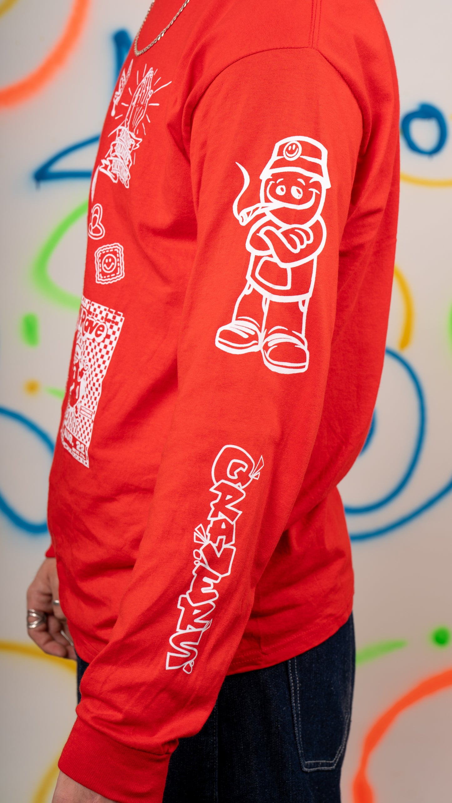 Qravers T-shirt met lange mouwen, rood