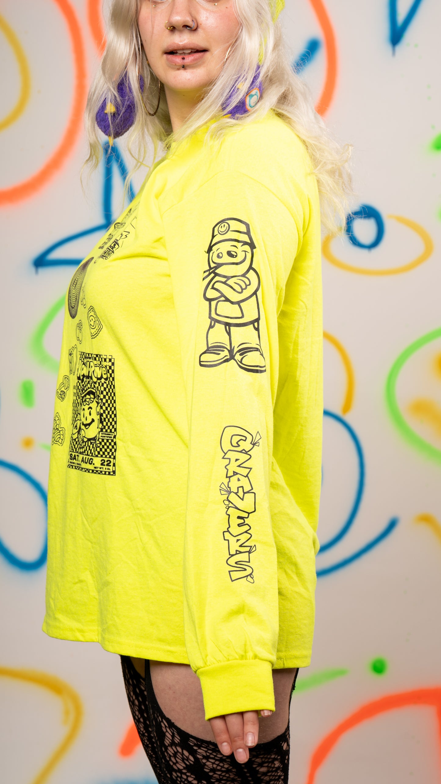 Qravers T-shirt met lange mouwen, neongroen