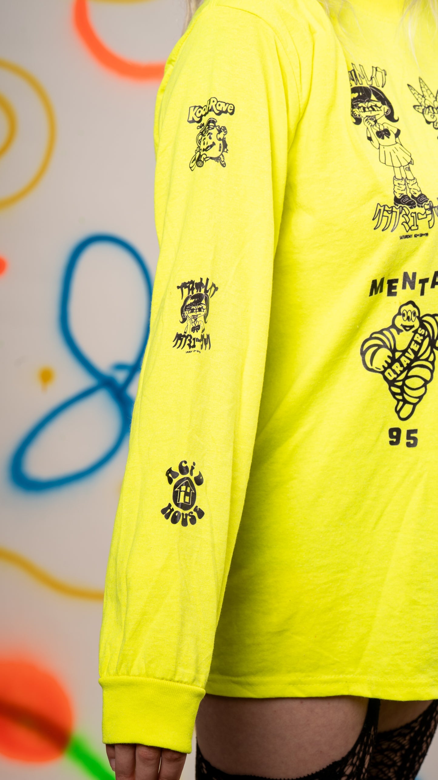 Qravers T-shirt met lange mouwen, neongroen