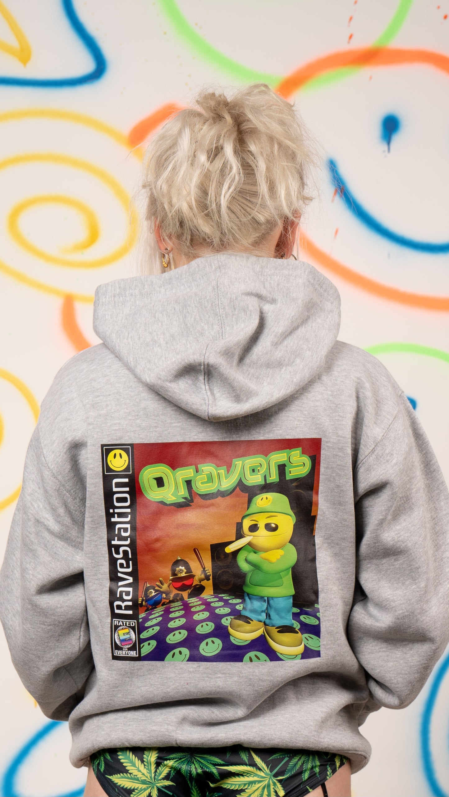 RaveStation 3D Voor- en Achterkant Hoody Grijs