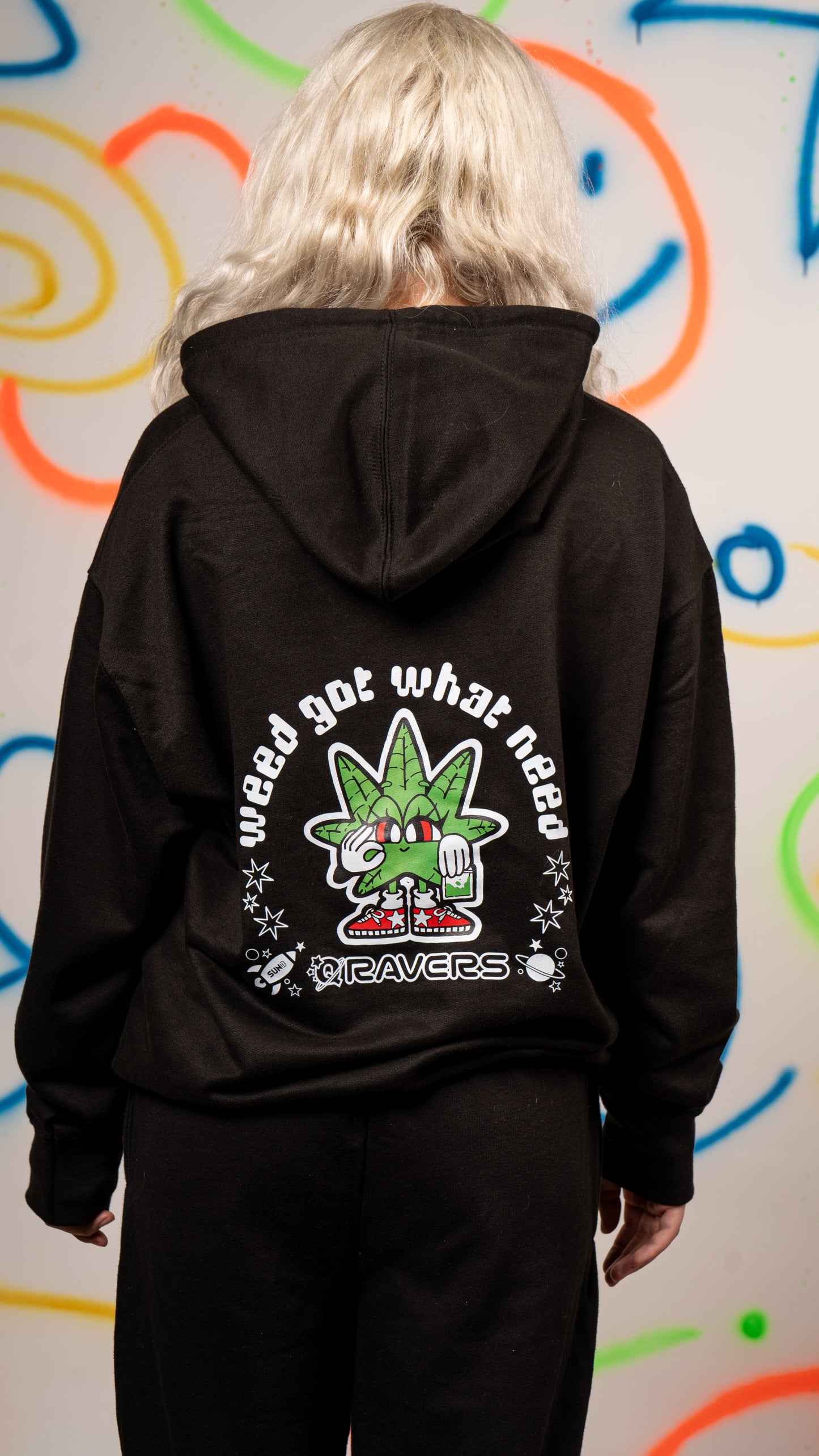 Weed Front & Back Hoody Zwart