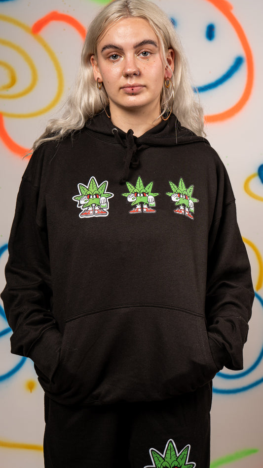 Weed Front & Back Hoody Black