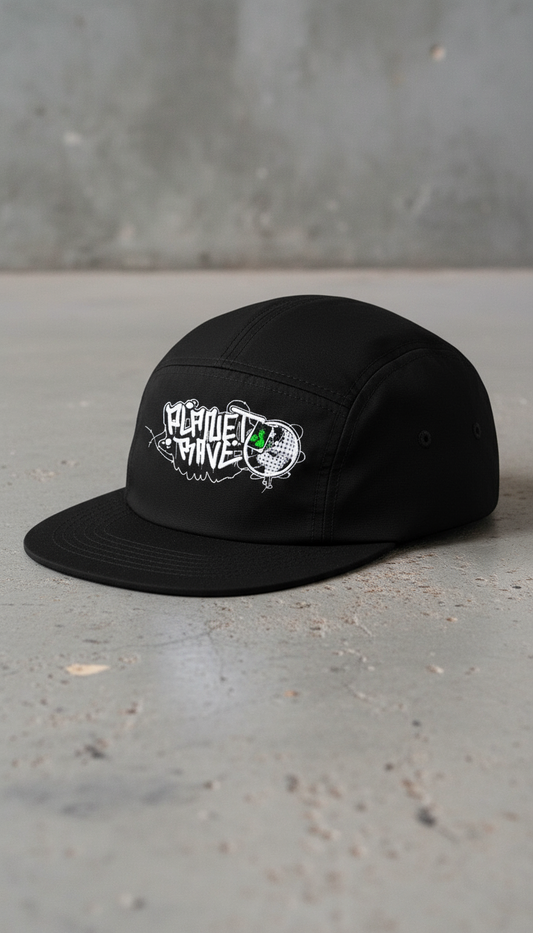 Planet Rave Graffiti 5-Panel Camper Cap Black