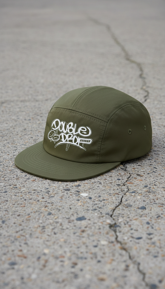 Double Drop Graffiti 5-Panel Camper Cap Army Green