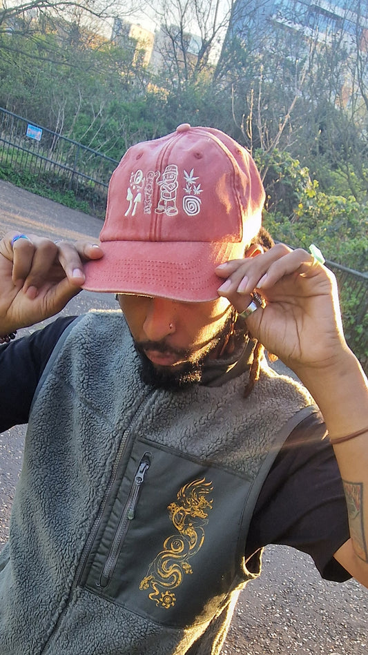 Rave Festival Embroidered Vintage Cap Orange - Low Profile