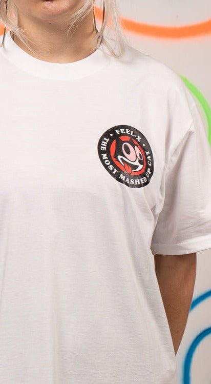 Feel-X Kurzarm-T-Shirt mit Vorder- und Rückseitendruck, Weiß