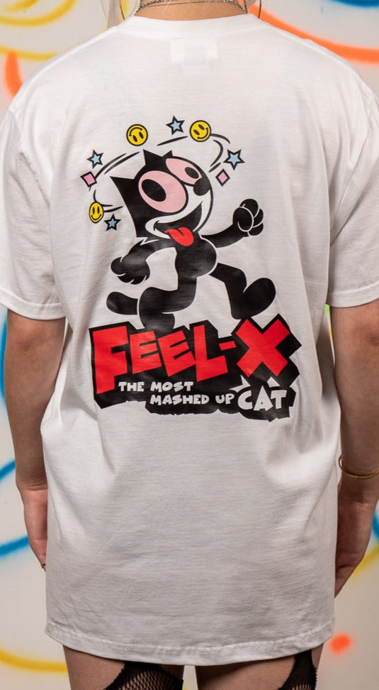 Feel-X Kurzarm-T-Shirt mit Vorder- und Rückseitendruck, Weiß