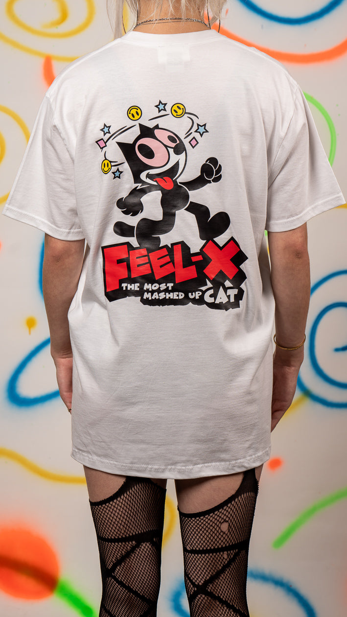 Feel-X Kurzarm-T-Shirt mit Vorder- und Rückseitendruck, Weiß