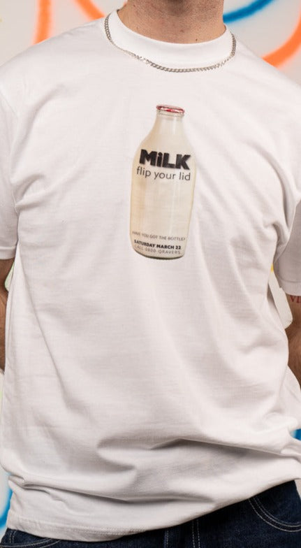 Milk korte mouwen Rave Flyer T-shirt wit