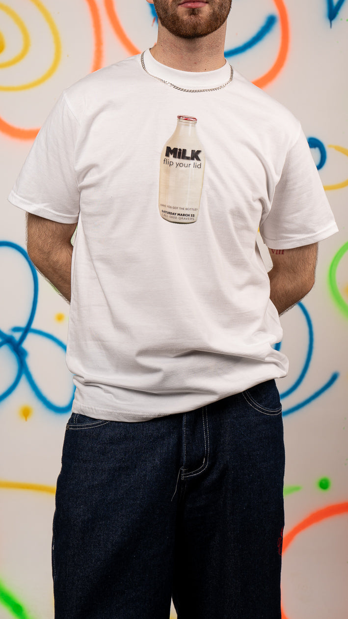 Milk korte mouwen Rave Flyer T-shirt wit
