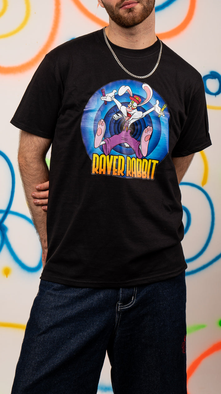 Raver Rabbit Kurzarm-T-Shirt Schwarz