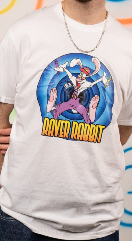 Raver Rabbit Kurzarm-T-Shirt Weiß