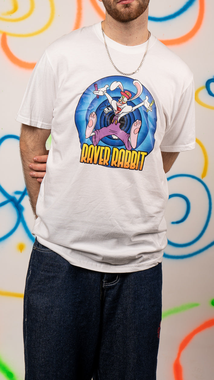 Raver Rabbit Kurzarm-T-Shirt Weiß