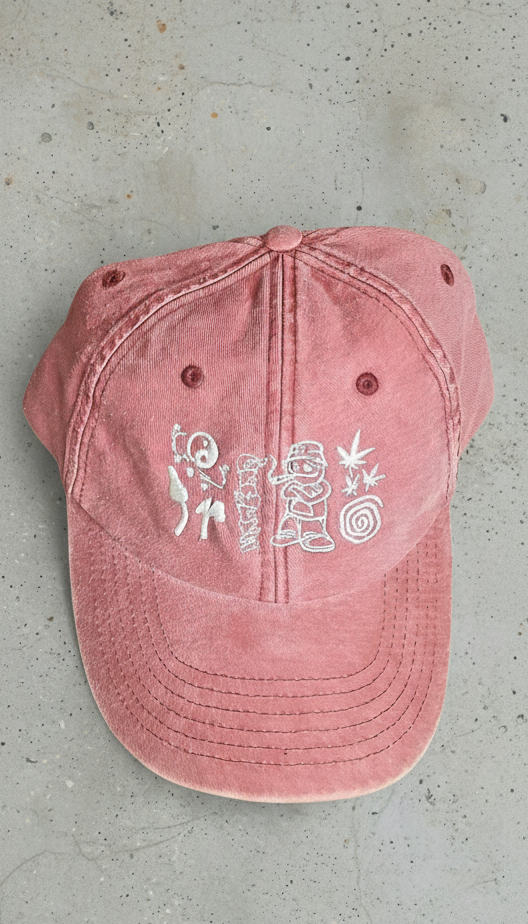 Rave Festival Embroidered Vintage Cap Orange - Low Profile