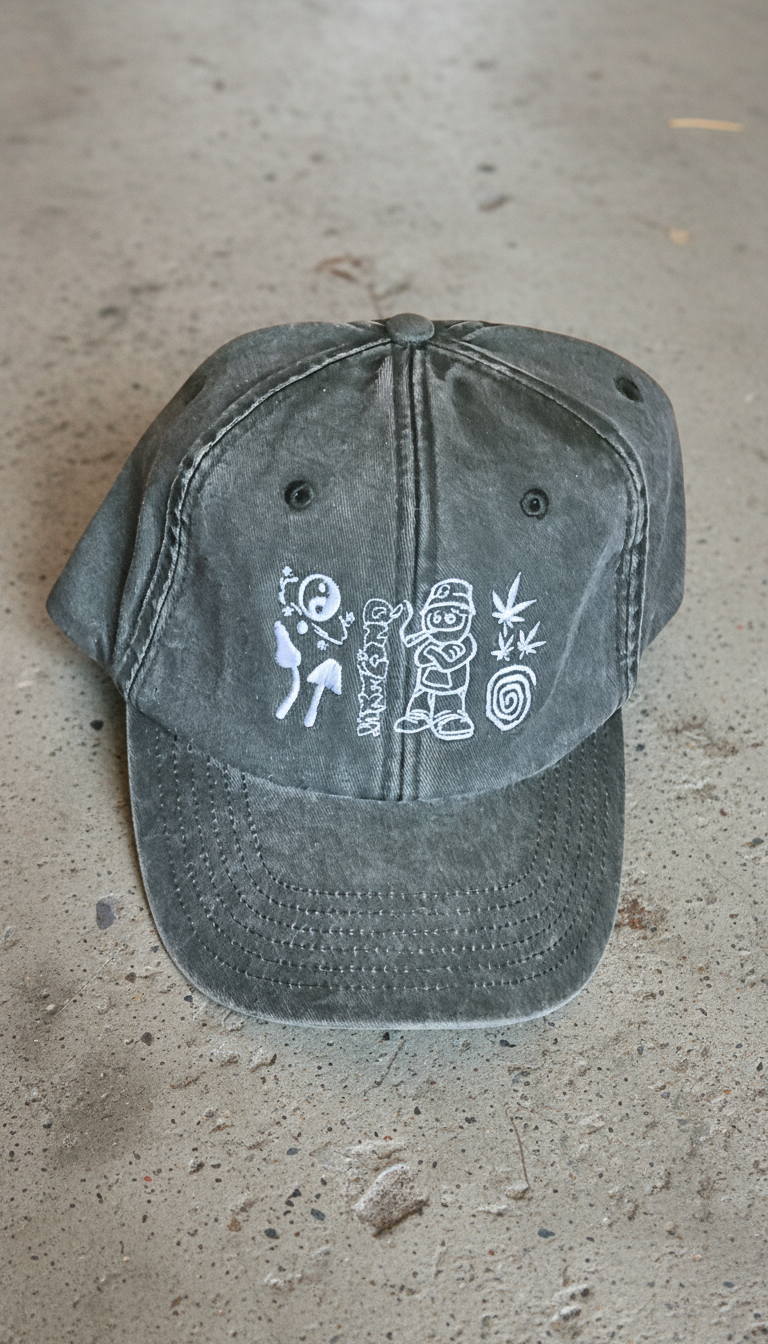 Rave Festival Embroidered Vintage Cap Green - Low Profile