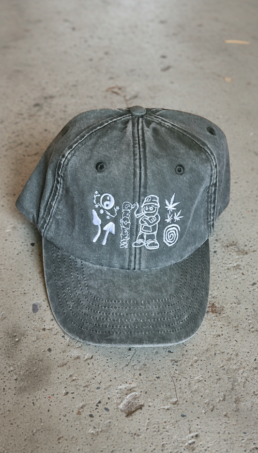 Rave Festival Embroidered Vintage Cap Green - Low Profile