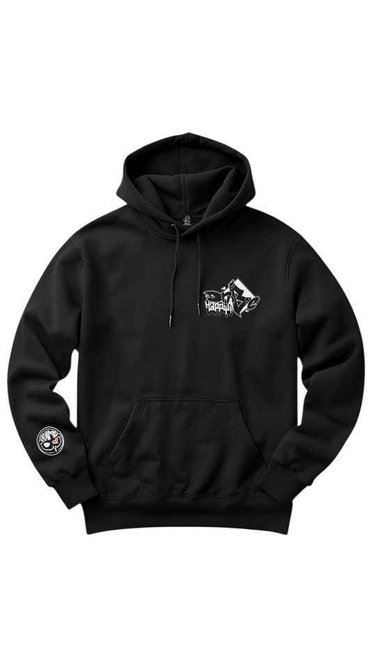 DnBe Happy Graff Front & Back Print Zip Hoody Black