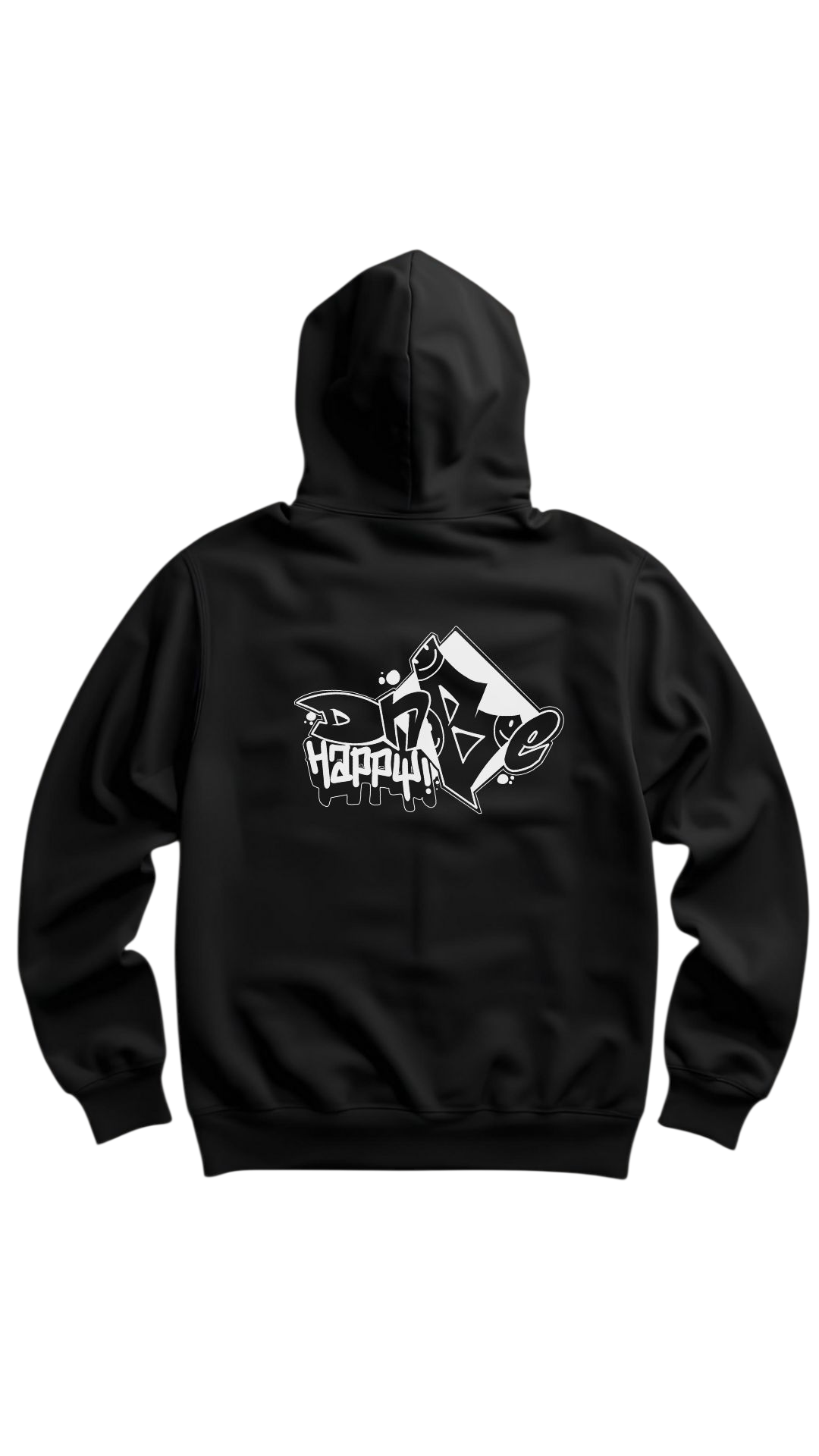 DnBe Happy Graff Front & Back Print Zip Hoody Black