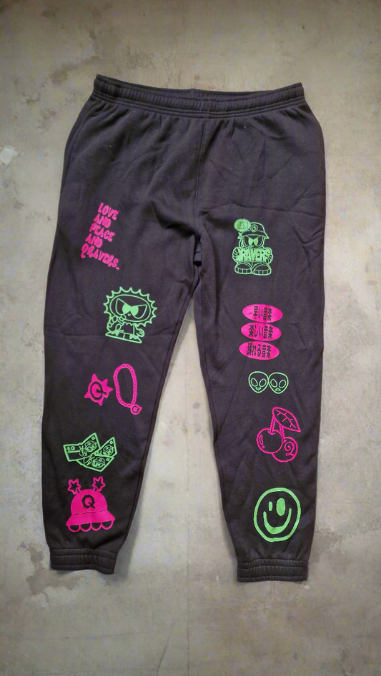 Sunchome Zine Joggers Neon Green Purple