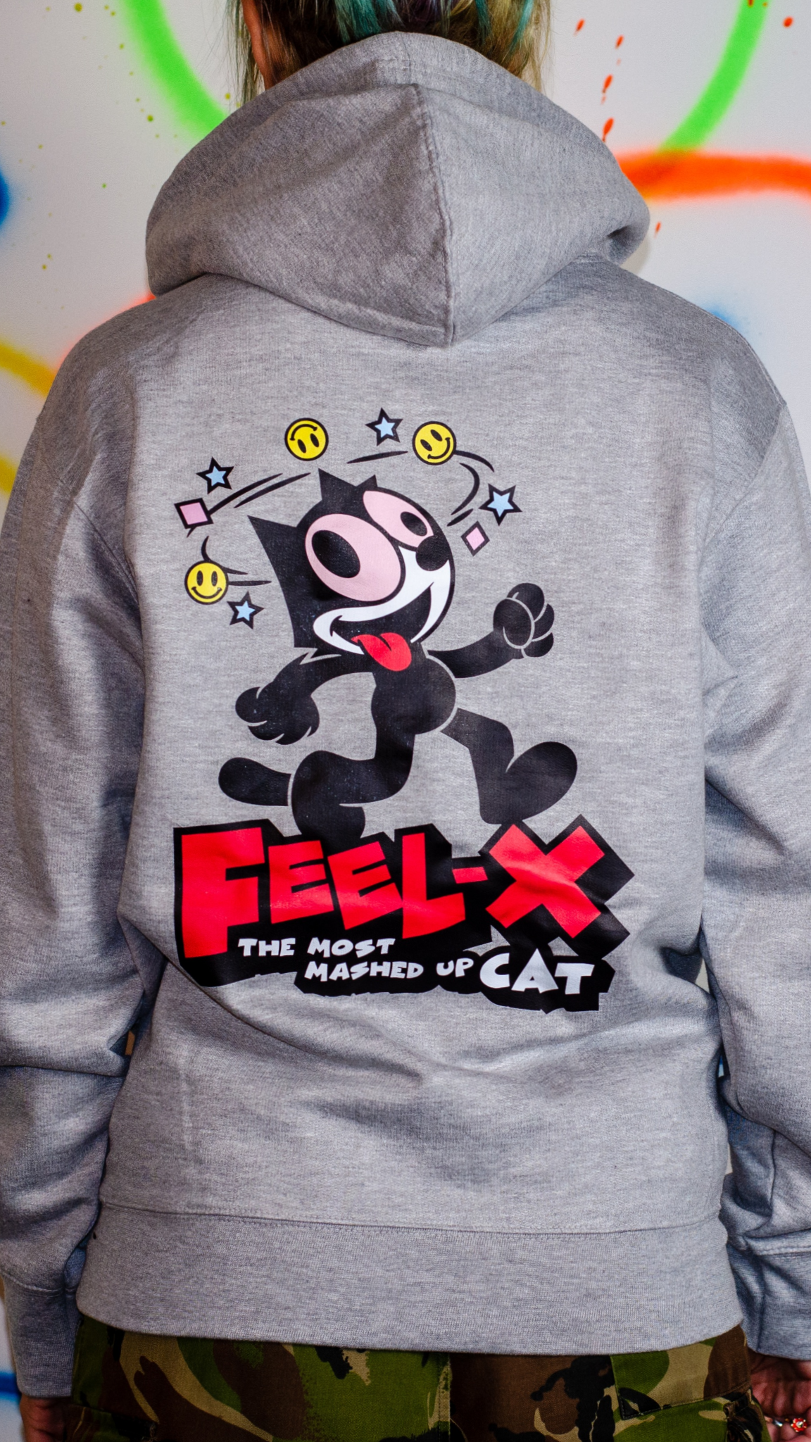 Feel-X Voor- en Achterkant Print Hoody Grijs