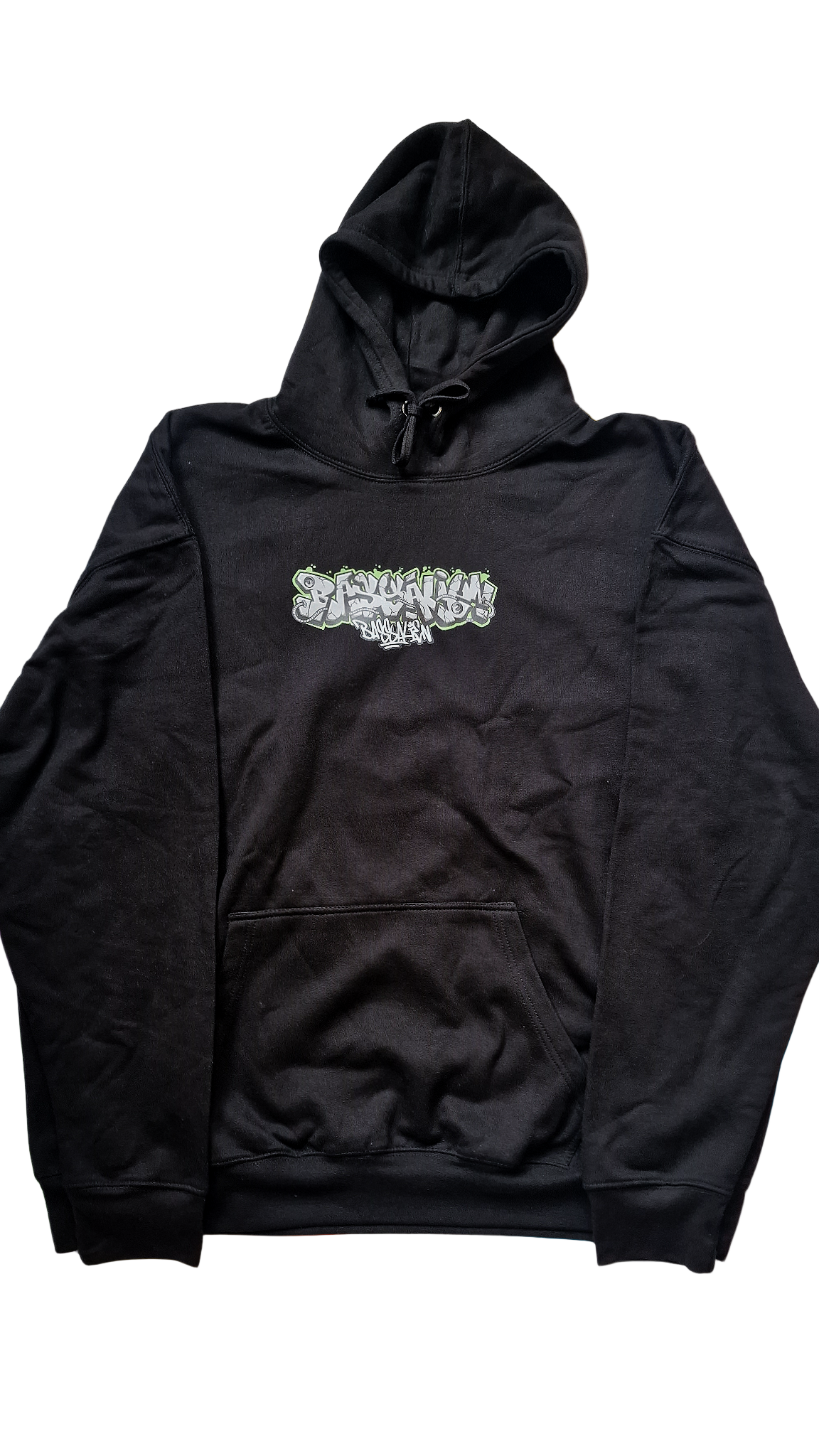 Qravers bass alien graffiti Black hoodie with a logo on the chest