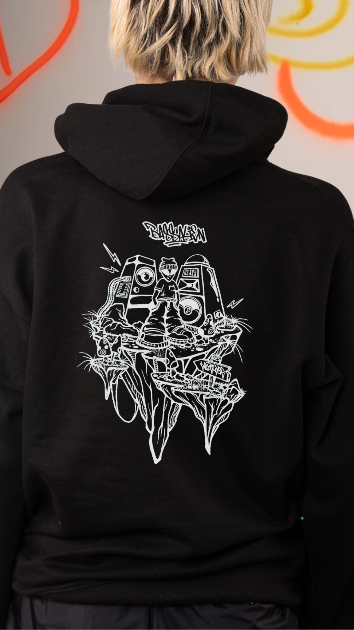Bass Alien Front & Back Hoody Schwarz