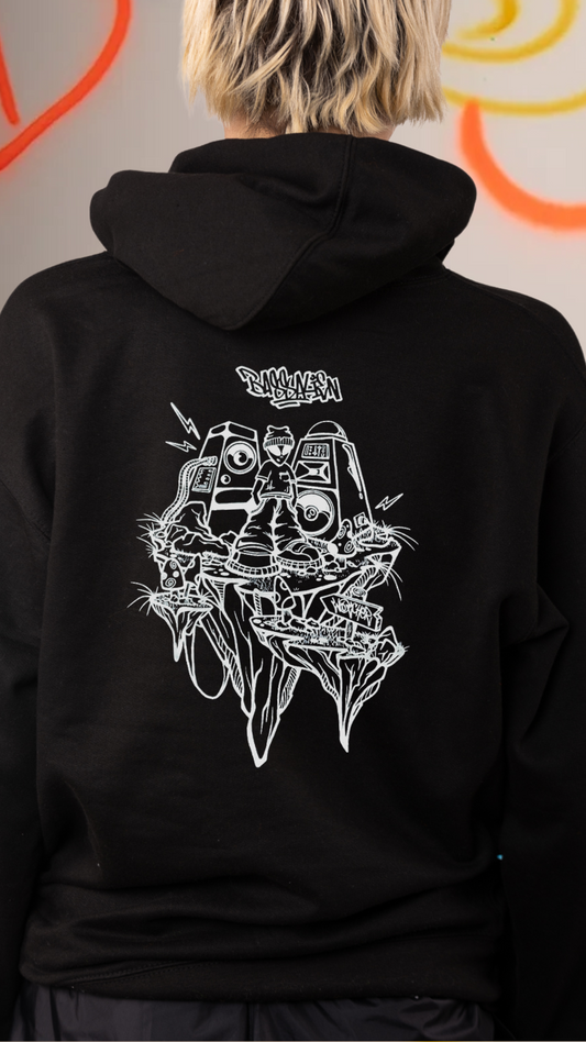 Bass Alien Front & Back Hoody Black