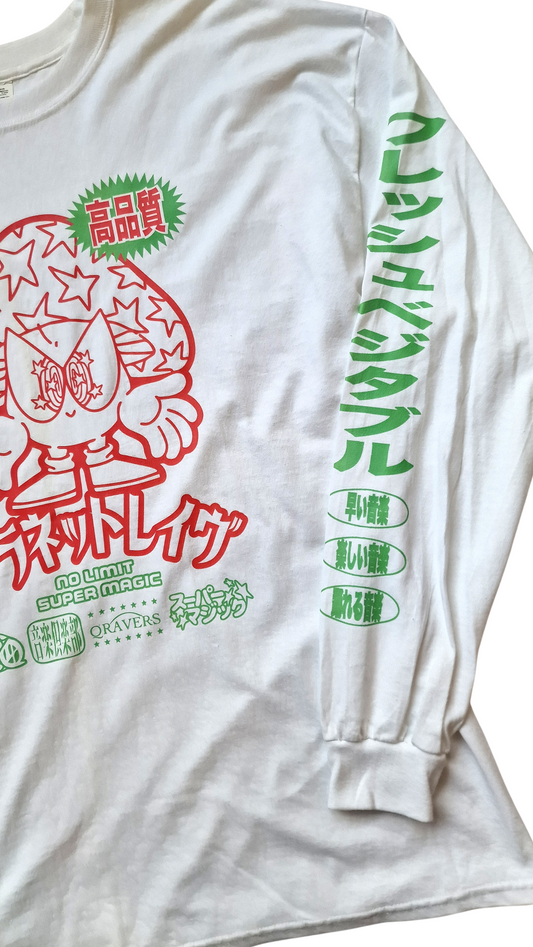 Super Magic Langarm-T-Shirt Weiß Rot Pilz