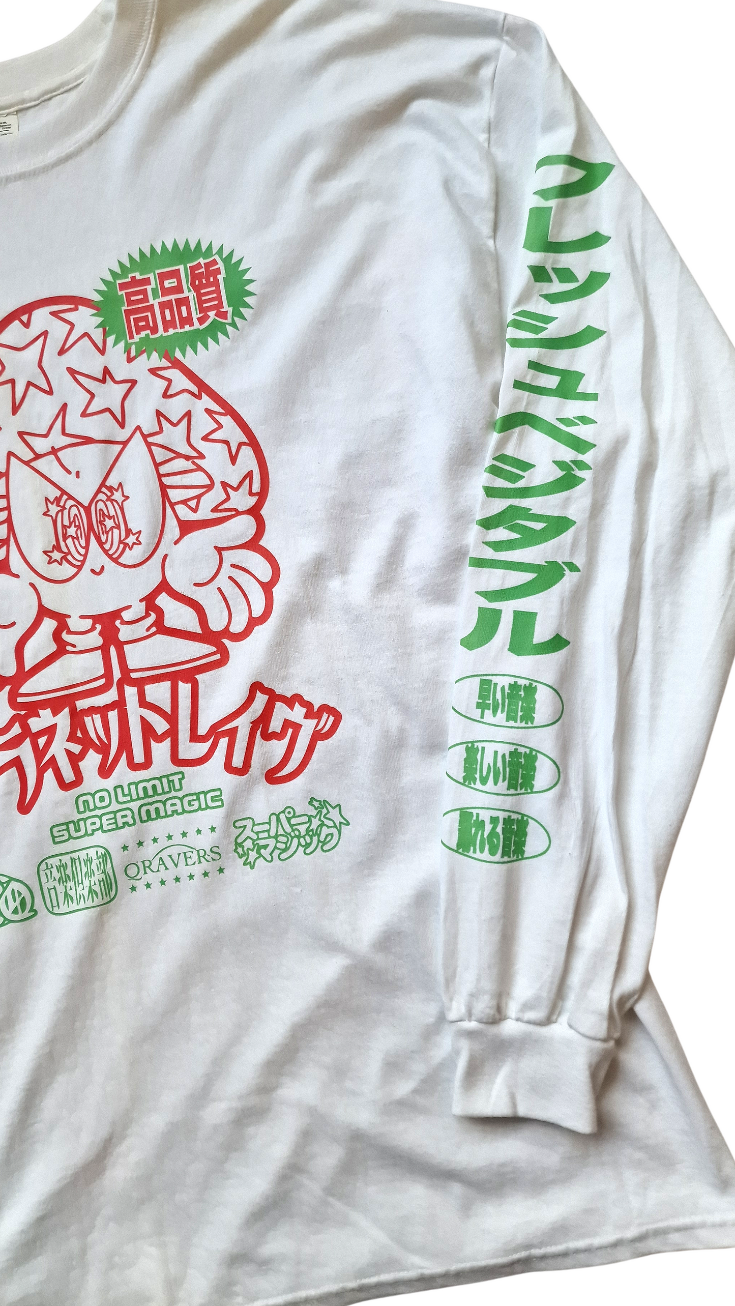 Super Magic T-shirt met lange mouwen, wit en rode paddenstoel