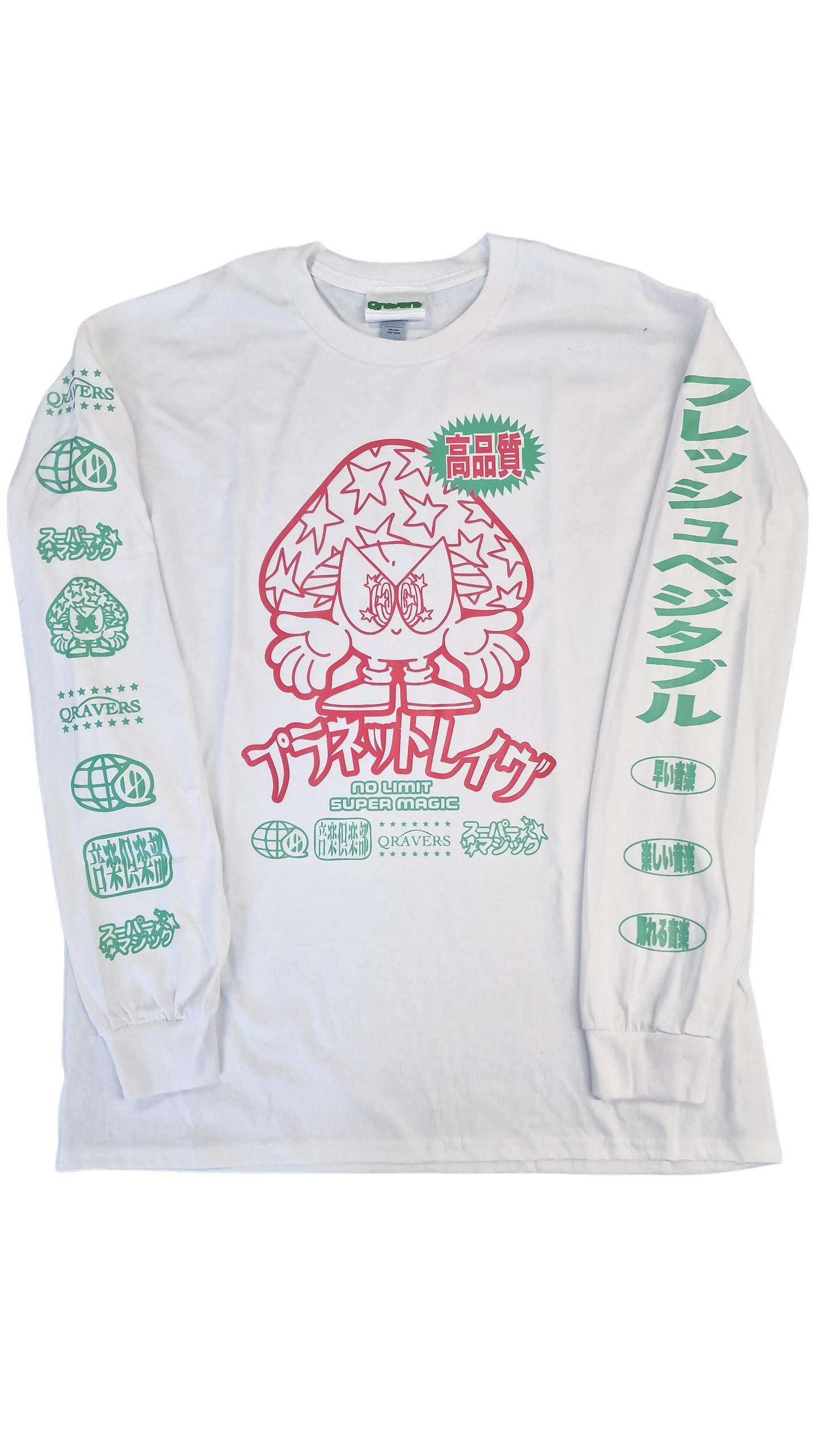Super Magic T-shirt met lange mouwen, wit en rode paddenstoel