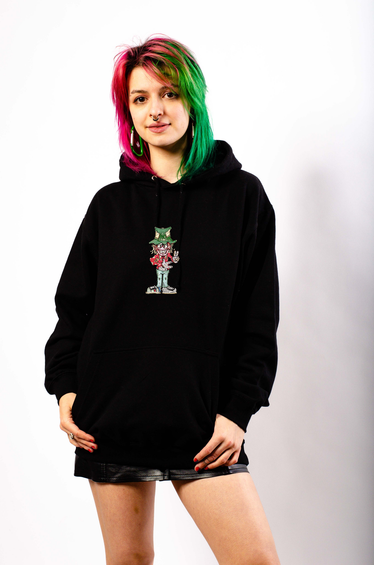 Music Is The Answer – Jamcee-Kapuzenpullover mit Front- und Rückendruck, Schwarz
