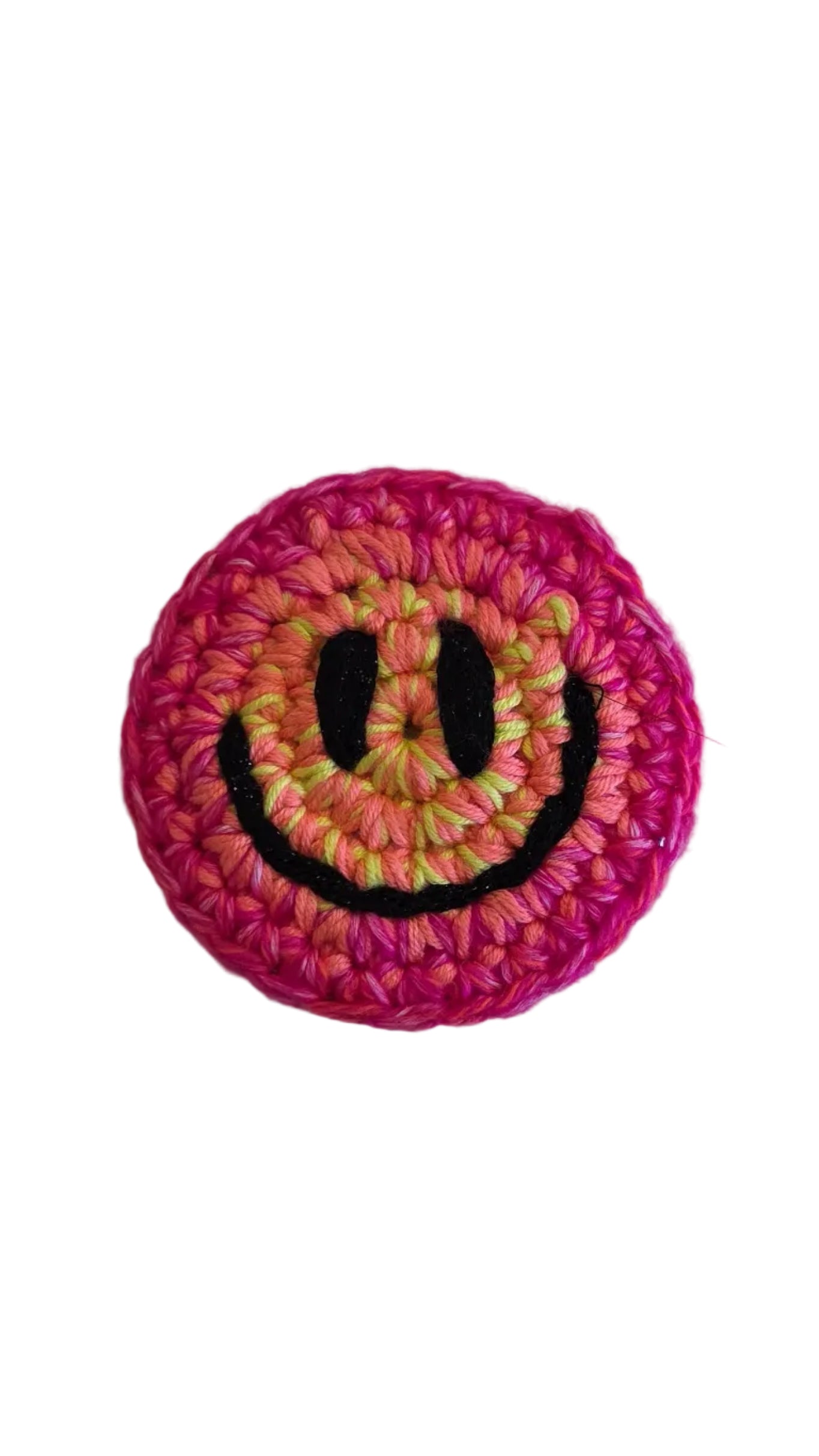 Hand-Crochet Acid Face Badge - Hot Pink Halo (1/1)