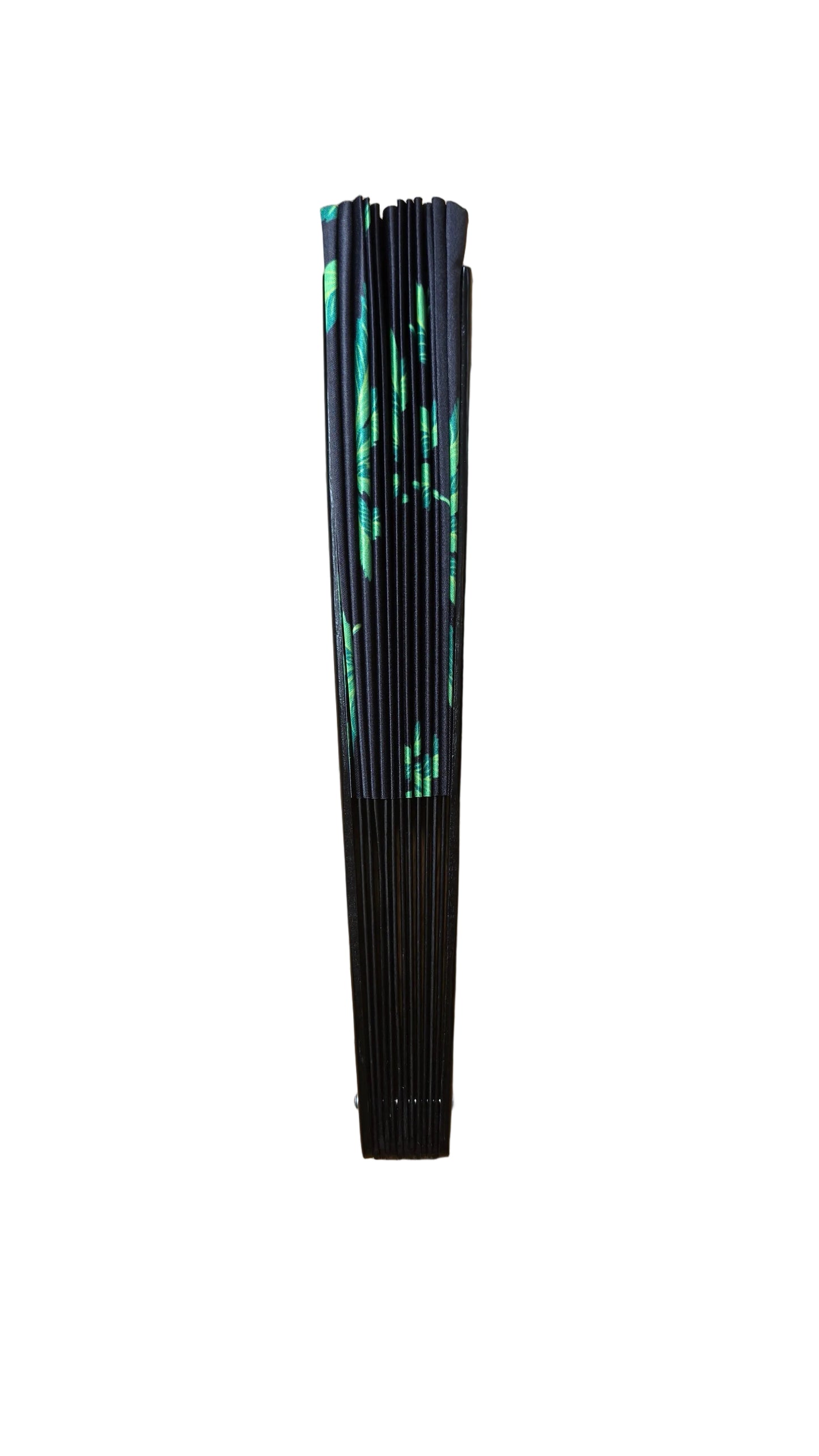 Black ribbed tube with green interior on a white background