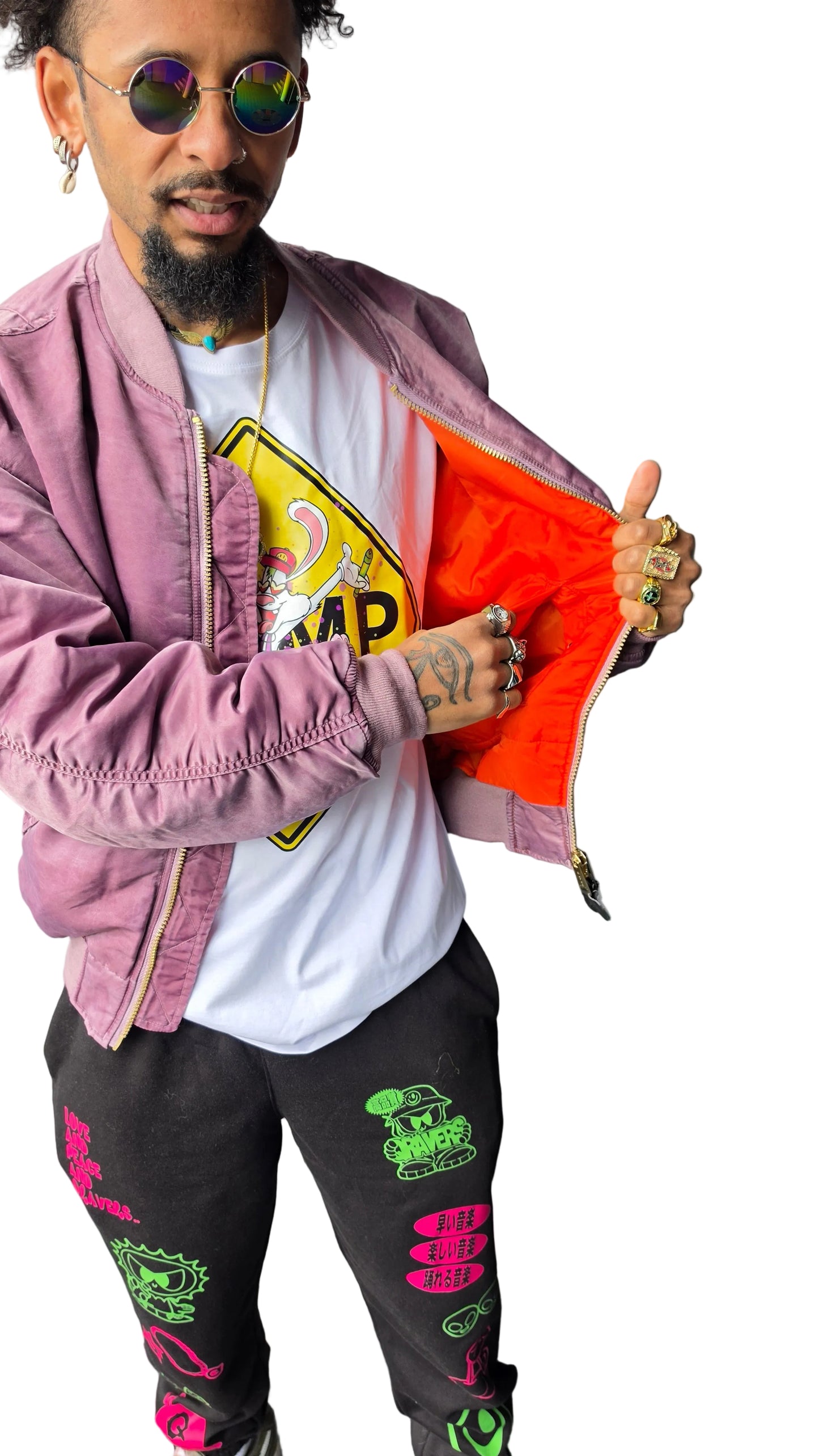 Bass Alien MA-1 Bomber Jacket Purple Stone Wash