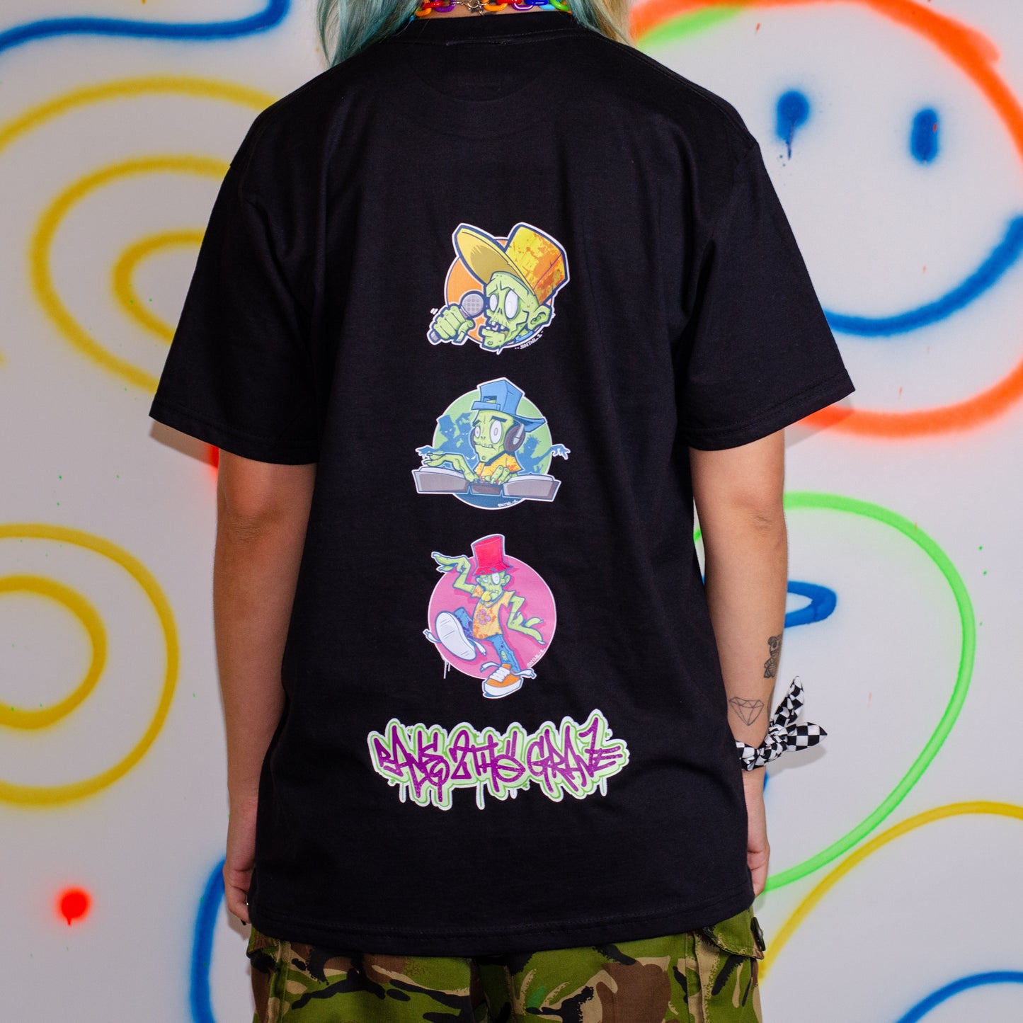Whistle Zombie Raver T-shirt met korte mouwen, zwart