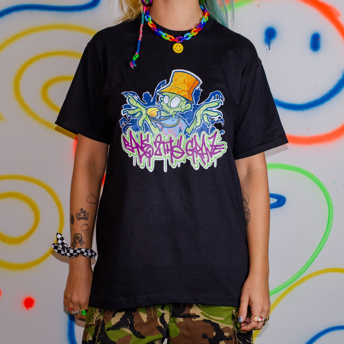 Whistle Zombie Raver T-shirt met korte mouwen, zwart
