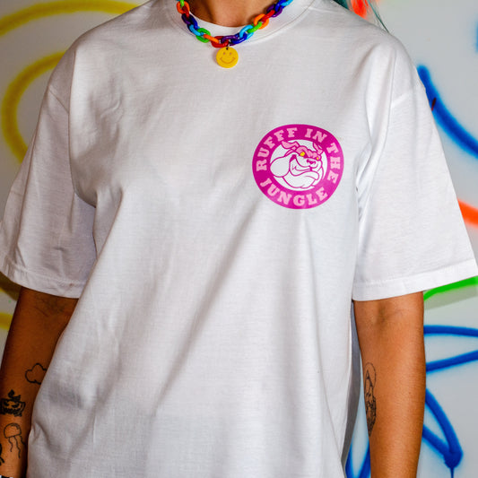 Rufff In The Jungle Front & Back Print Short Sleeve Tee White