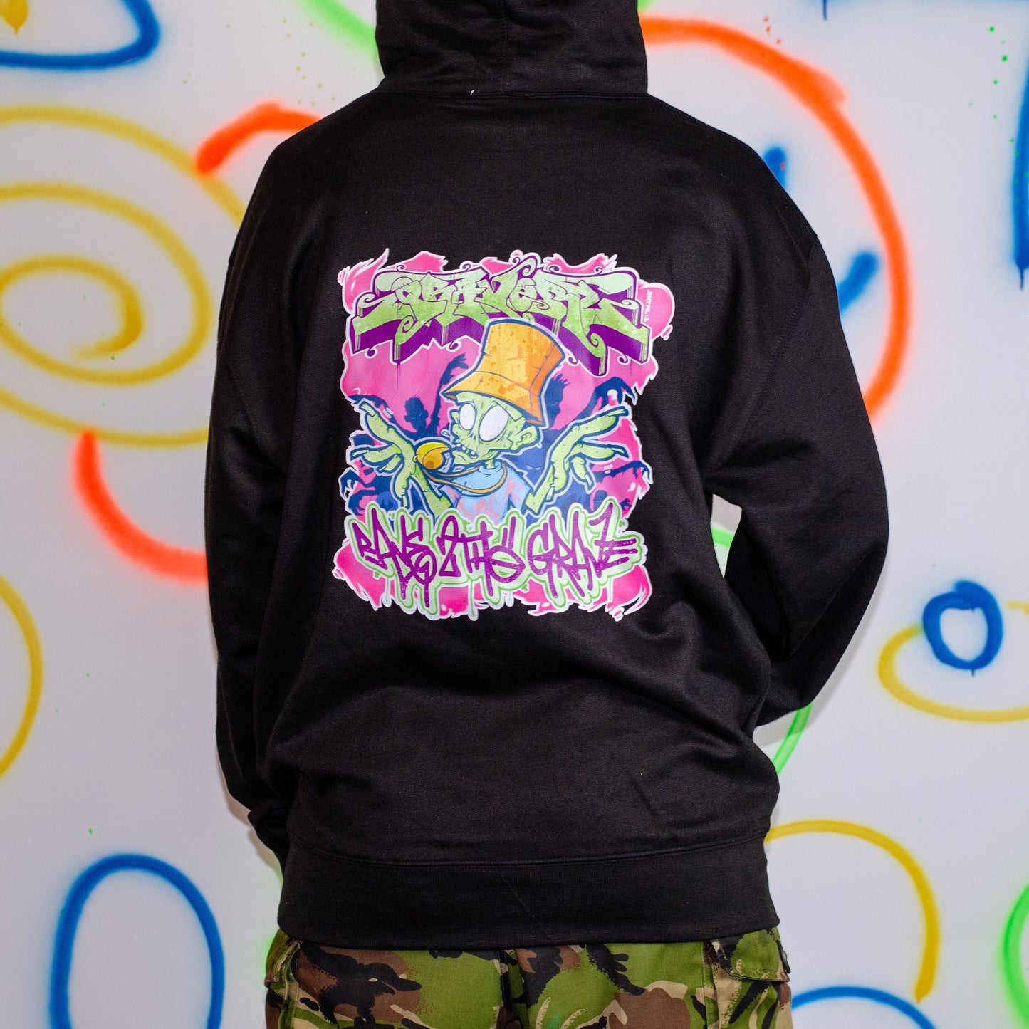 Whistle Zombie Raver Voor- en achterkant Hoody Zwart