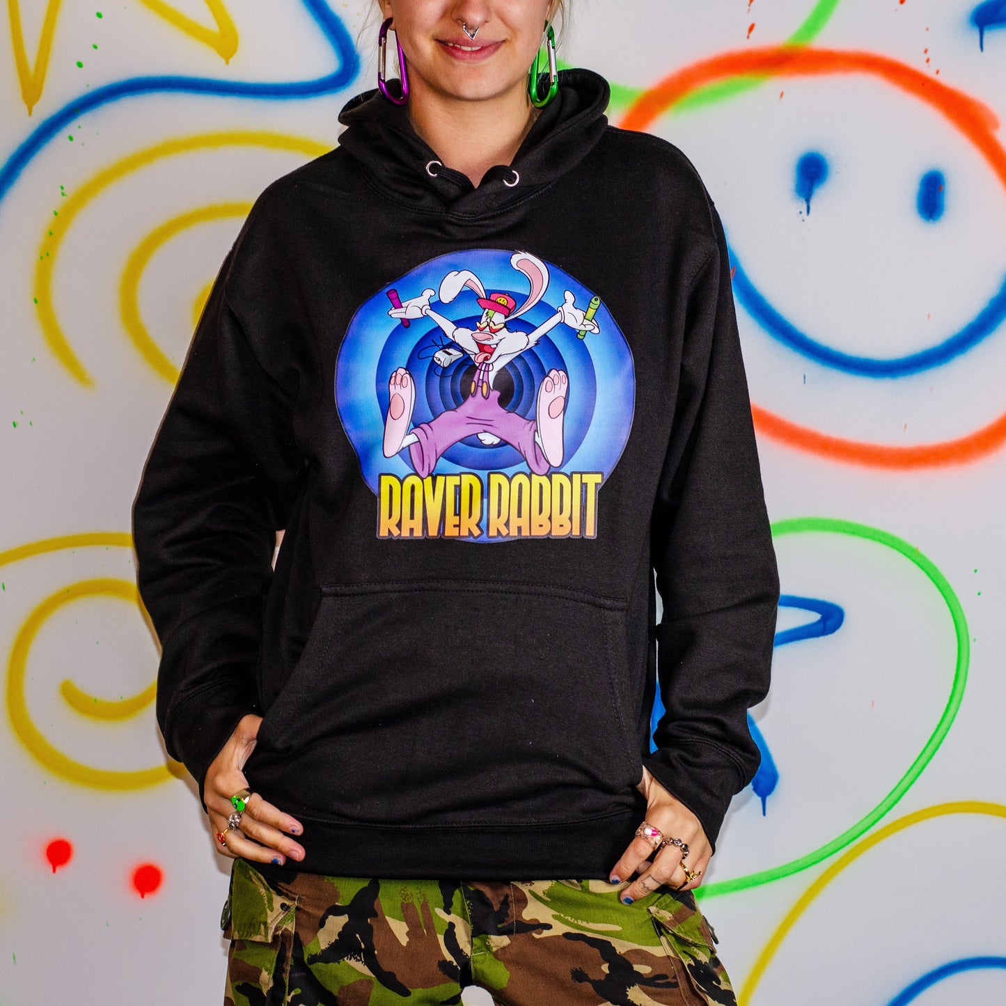 Raver Rabbit Hoody Zwart