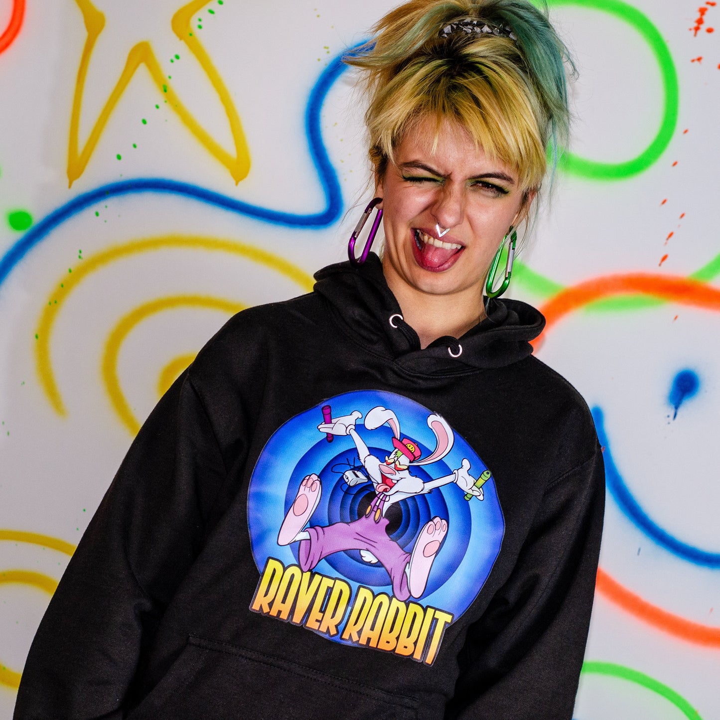Raver Rabbit Hoody Zwart