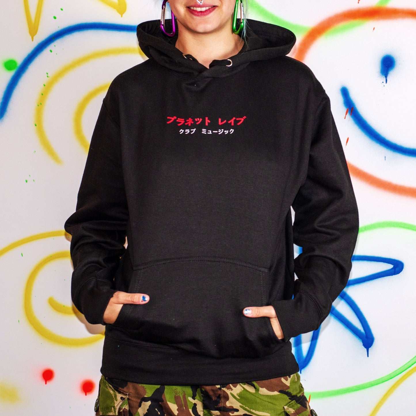 Planet Rave Japan 2 Voor- en achterkant Hoody Zwart