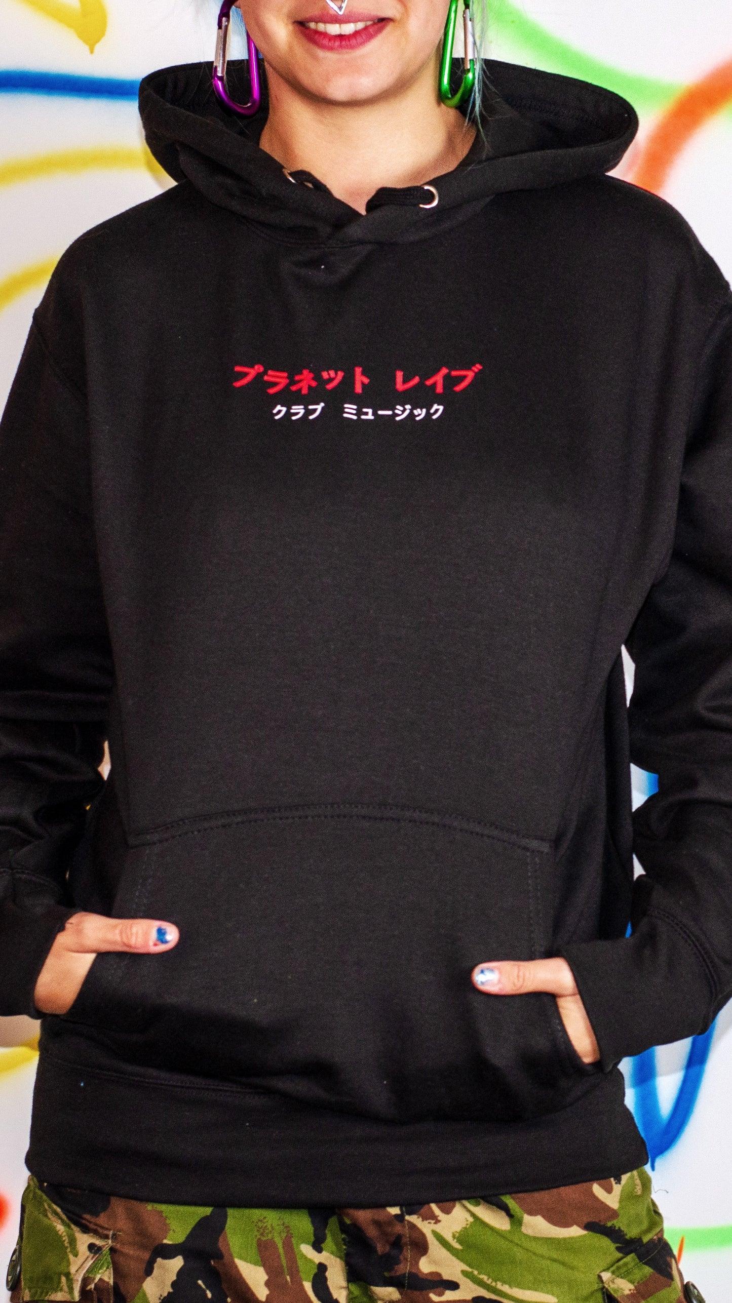 Planet Rave Japan 2 Voor- en achterkant Hoody Zwart