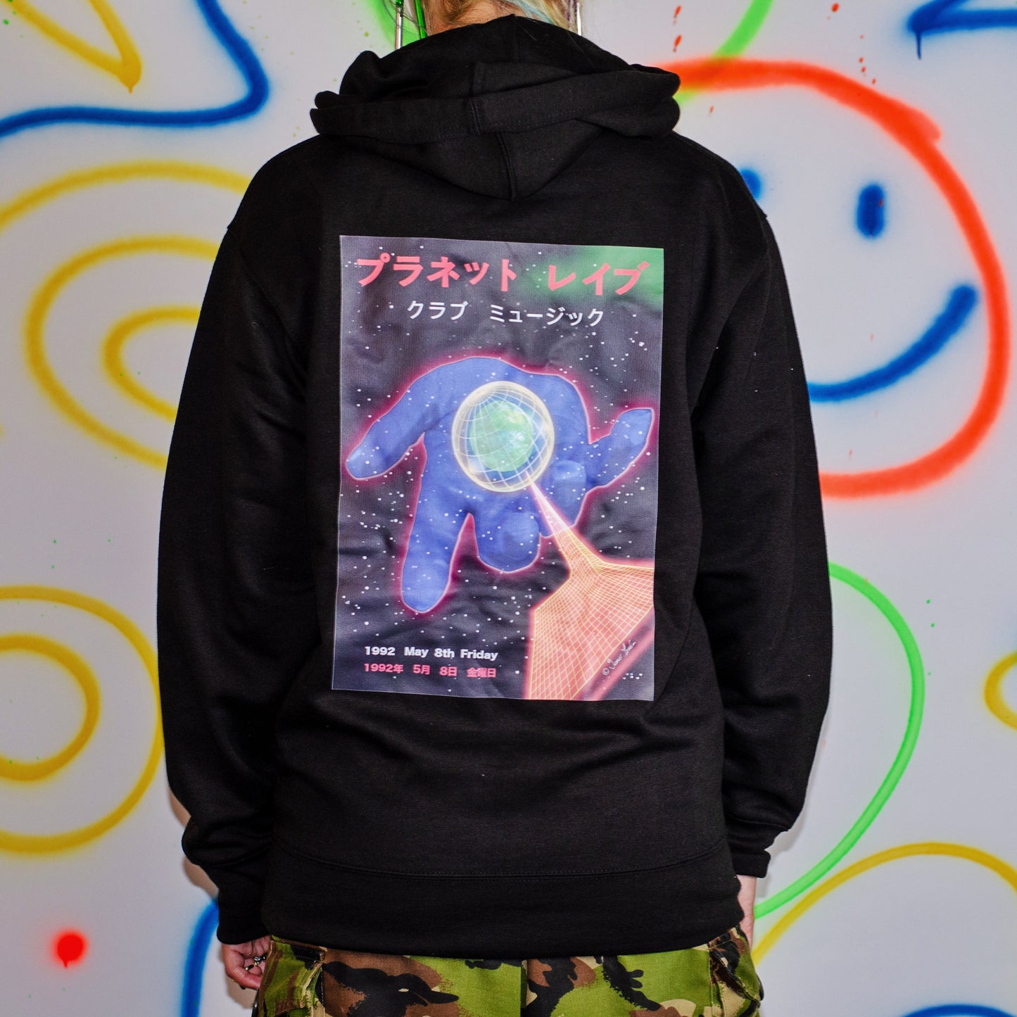 Planet Rave Japan 2 Voor- en achterkant Hoody Zwart