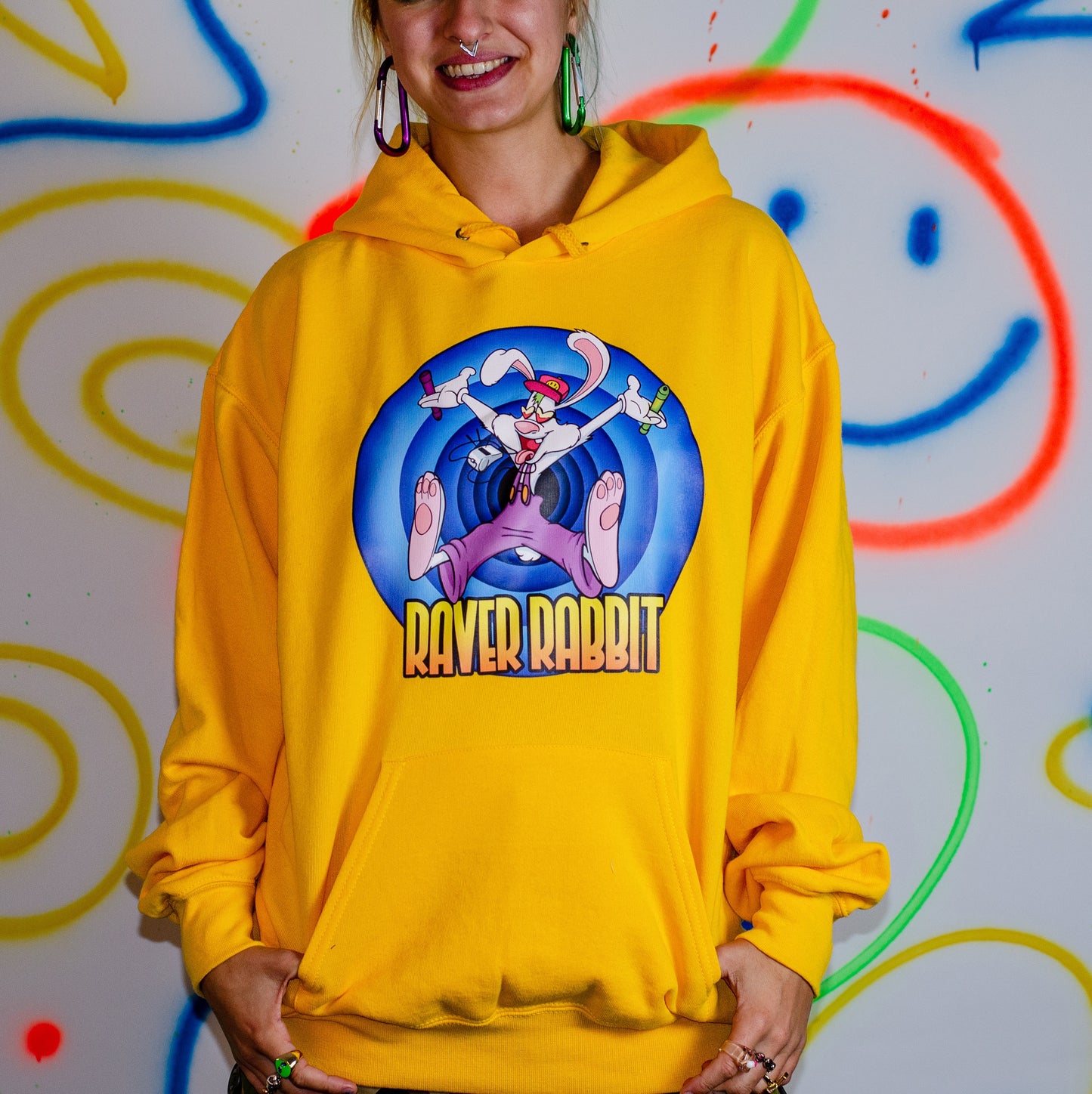 Raver Rabbit Gold Kapuzenpullover