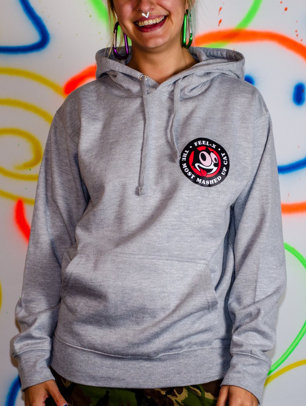Feel-X Voor- en Achterkant Print Hoody Grijs