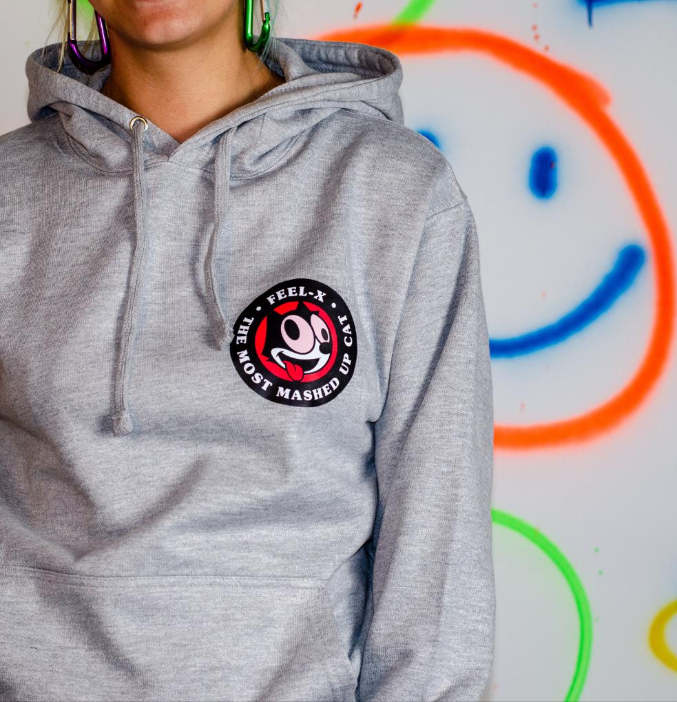 Feel-X Voor- en Achterkant Print Hoody Grijs