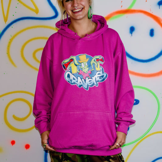 Cans Zombie Raver Front & Back Print Hoody Purple